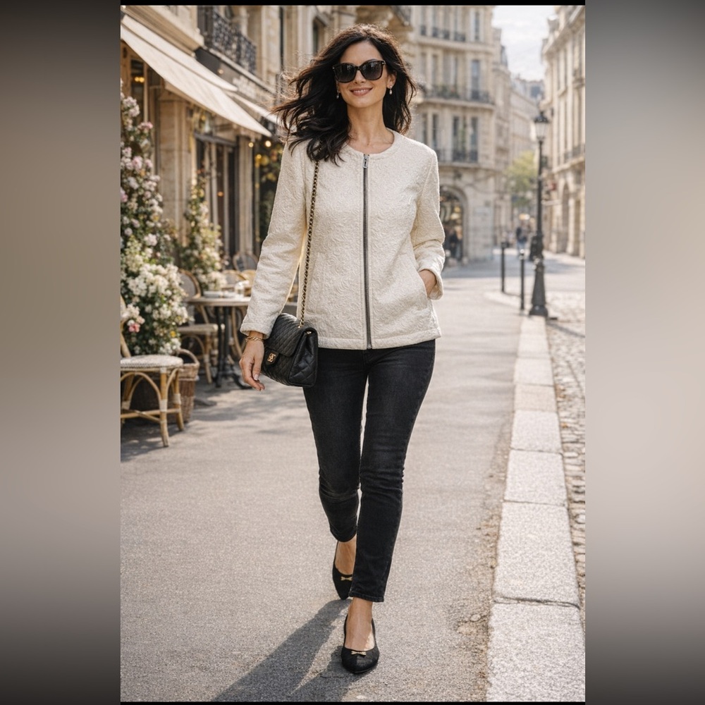 Here Comes The Sun NWT Structured Textured Zip-Front Jacket Bomber size 10.
